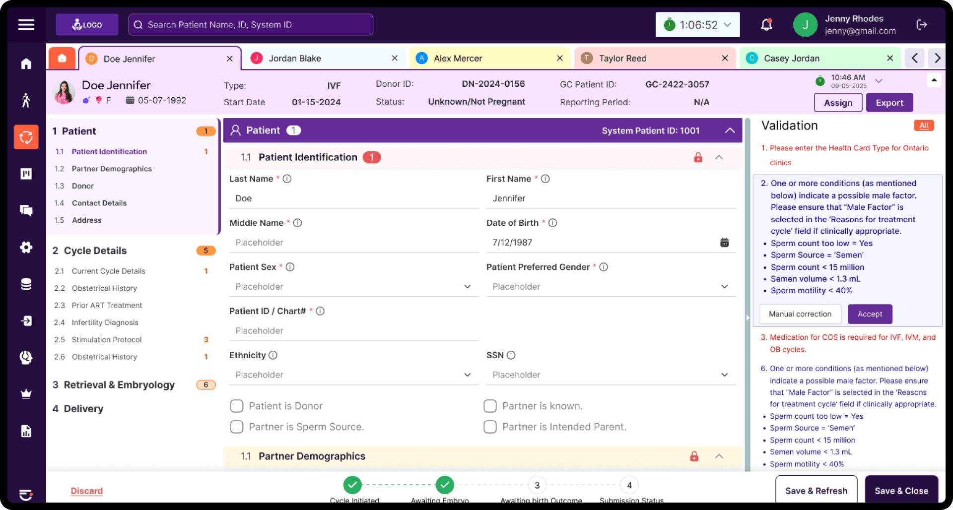 Cycles management mockup