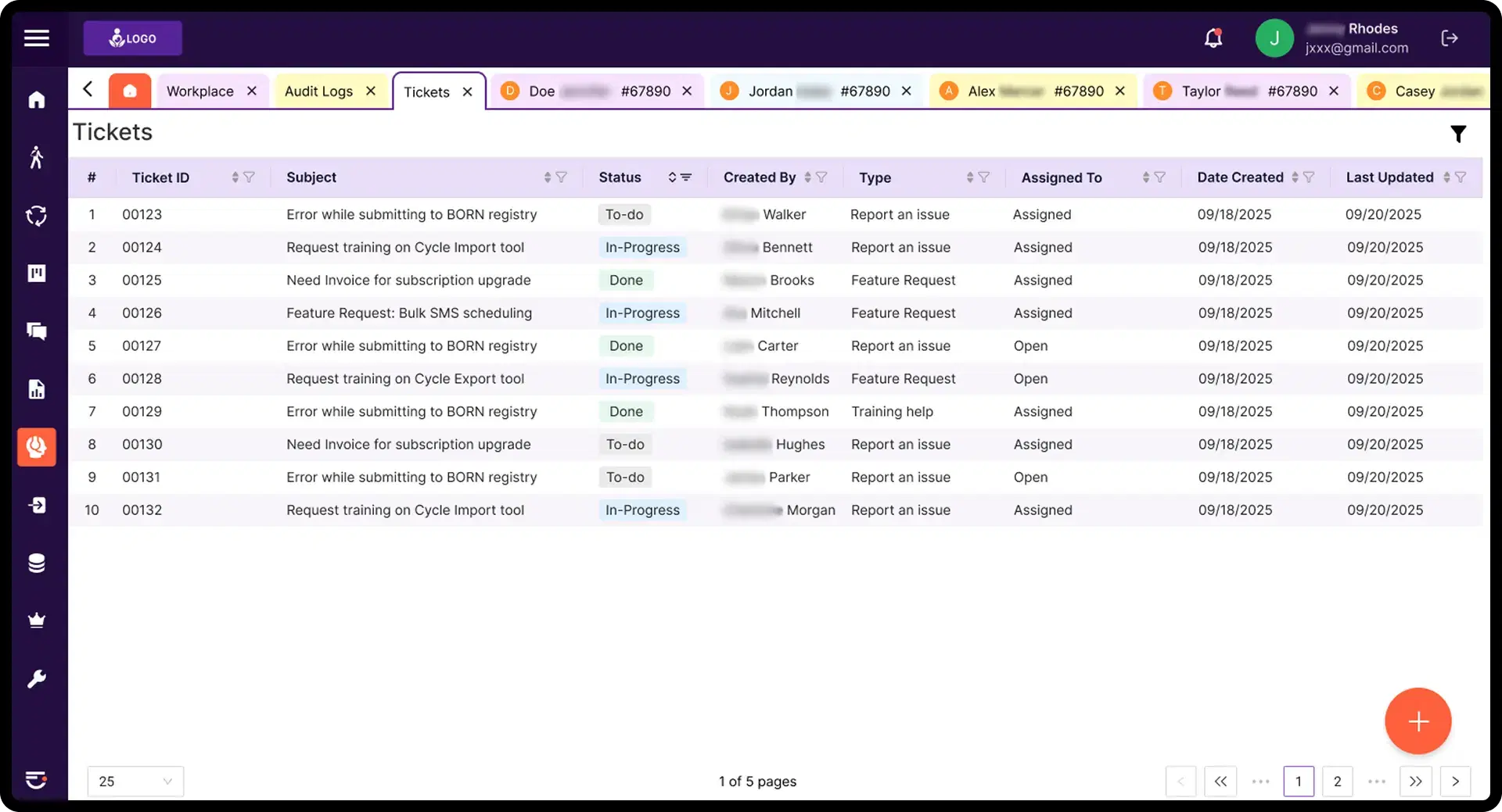 Cycles management mockup